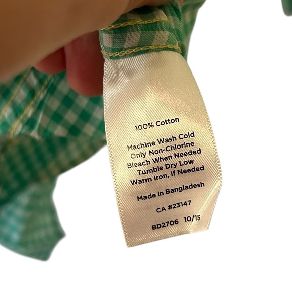 NWT Talbots Amazon Moss Green & White Gingham Roll Tab Sleeve Button Up Shirt 1X - Picture 4 of 5